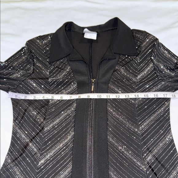 Artex Fashions Blouse Sweater Jacket Elegant Black Silver Sparkle Women's Size M - Picture 7 of 11